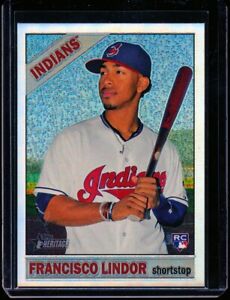 FRANCISCO LINDOR 2015 TOPPS HERITAGE HIGH NUMBER CHROME REFRACTOR RC #'D 418/566