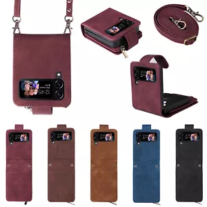 For Samsung Z Flip 5 4 Zip Coin Purse Card slot Flip Leather Wallet Case Cover - Picture 1 of 30