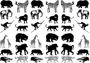 Zoo Nilpferd Zebra Affe 36 Stck. 1 Zoll schwarz geschmolzenes Glas Aufkleber - Bild 1 von 1