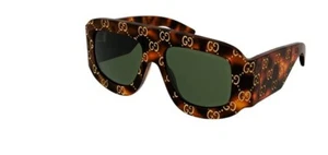 Gucci GG 0983S 002 Havana/Green Soft Square Oversize Men's Sunglasses - Picture 1 of 1