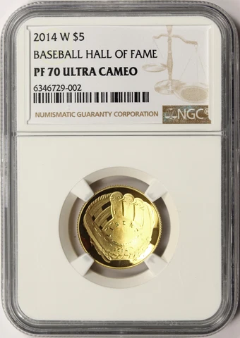 2014-W Gold Baseball Hall of Fame $5 NGC PF70 Ultra Cameo Cover