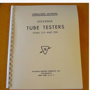NEW remastered MANUAL + TECH + SUPPLEMENTS  for Sylvania 219 / 220 Tube Tester - Picture 1 of 1