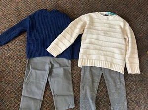 DKYN Girls 2-Piece Pants Outfit Set Striped Sweater White 4T & Blue 18M 1527280 - Picture 1 of 10