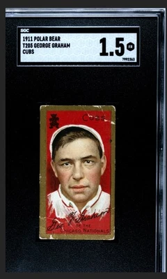1911 年北极熊 T205 乔治“桃子”格雷厄姆 SGC 1.5 芝加哥小熊队 — 第 1/2 张图片