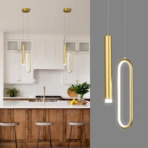 Modern Gold LED Pendant Lights Fixture Dimmable Oval Pendant Light 12W Cool W... - Bild 1 von 7