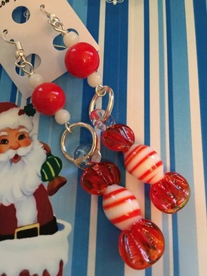 ADORABLES Y ÚNICOS PENDIENTES DE CRISTAL DE MURANO CARAMELOS DE NAVIDAD TAN LINDOS Foto 1 de 4