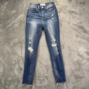 BKE Billie Jeans Womens 22x26* Slim Fit Mid-Rise Ankle Skinny Distressed Raw Hem - Picture 1 of 12