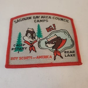 B.S.A. SAGINAW BAY AREA COUNCIL CAMPS BEAR LAKE WOVEN PATCH - Picture 1 of 4