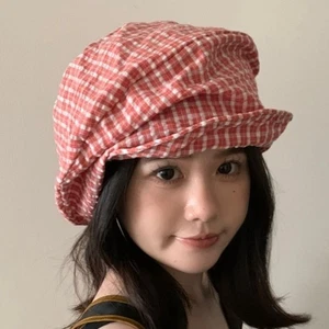 Vintage Octagonal Cap Cloud Newsboy Cap Casual Y2k Plaid Beret Girls - Picture 1 of 15