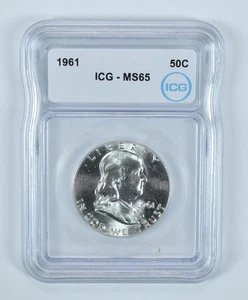 1961 Franklin Half Dollar MS65 ICG *6025 - Picture 1 of 5