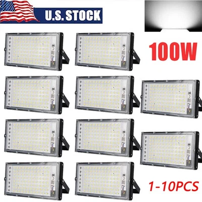100W Watt LED Flood Light Outdoor Garden Lamp Yard Security Spotlight Cool White - Image 1 of 4