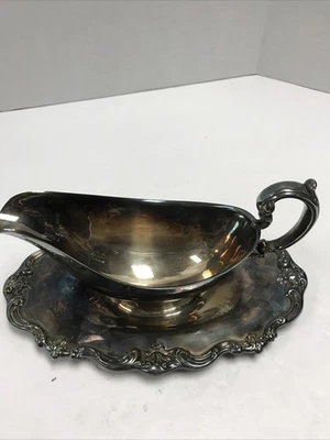 BOTE DE SALSA GORHAM BARONIAL 1306 PLACA DE PLATA CON BANDEJA ADJUNTA DE COLECCIÓN Foto 1 de 4