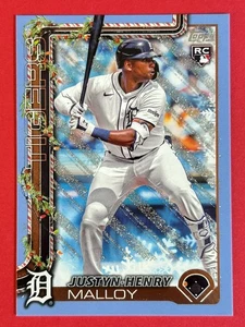 Justyn-Henry Malloy 2025 Topps Holiday (RC,SP) Rookie Light Blue Metallic #H31 - Picture 1 of 2