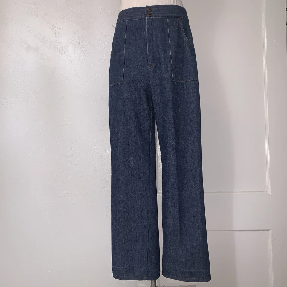 Винтажные женские джинсы из темной джинсовой ткани с эластичной талией 27–31 дюйм. Sears 70-е 80-е - Изображение 1 из 4