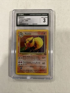1999 Pokémon Jungle #3 Flareon - Holo CGC 3 ♨️♨️2 - Picture 1 of 4