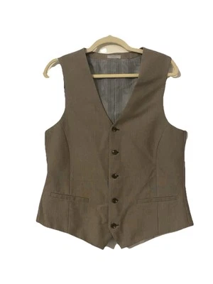 J Ferrar Slim Fit Men's Size Medium Tan 5 Button Dress Suit Vest Waistcoat - Image 1 of 4