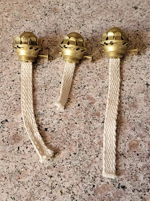 Lot Of 3 Unmarked Acorn Style Miniature Oil Kerosene Lamp Burners LOOK! - Image 1 of 4