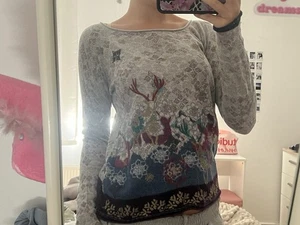white stuff grey printed jumper - size small - Picture 1 of 6