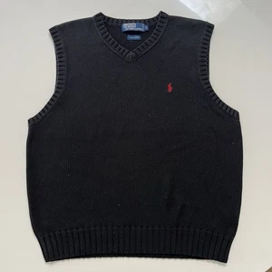 Polo by Ralph Lauren Vintage Men's Large Black 100% Cotton Sweater Vest - Picture 1 of 5