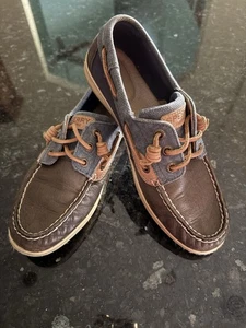 Sperry Women's Size 7 Bluefish Leather Suede Denim Blue Boat Shoes Songfish - Picture 1 of 8