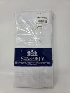 Stafford 13 Dividend Dozen White Permanent Press Handkerchiefs NOS  - Picture 1 of 4