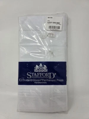 Stafford 13 Dividend Dozen White Permanent Press Handkerchiefs NOS  - Image 1 of 4