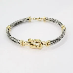 Bracciale Acciaio e Oro 9KT Giallo - semirigido - Picture 1 of 3