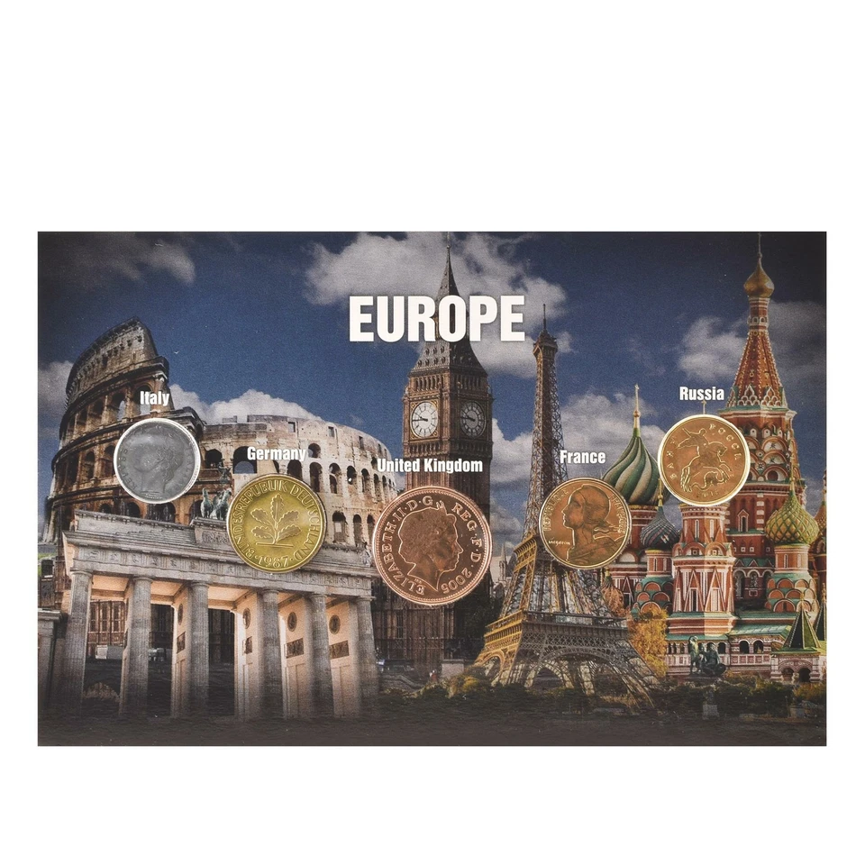 World Europe | 5 Coin Set | italy | Germany | United Kingdom | France | Russia - Image 1 of 2