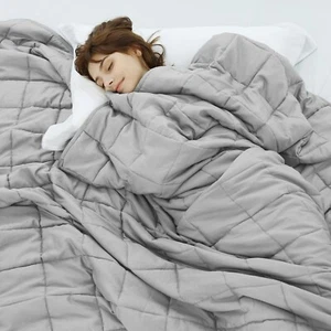 Weighted Blanket Anxiety Adult Kid Size 48x72 15 lbs (Soft Fabric, Light Gray) - Picture 1 of 7