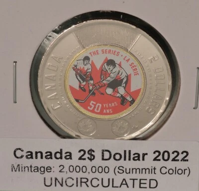 2022 Canada $2 Toonie - Summit Series - COLOURED  - Uncirculated from mint roll - Image 1 of 3