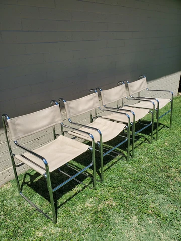 COSCO Mid century VINTAGE TUBULAR CHROME SLING DINING CHAIRS/set of 4-authentic Cover