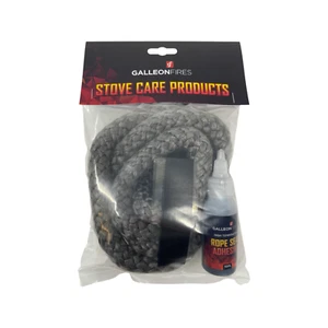 18mm Stove Door Glass Rope Seal Kit Black 18MM x 2M with 50ml Glue & End Tape - Picture 1 of 2