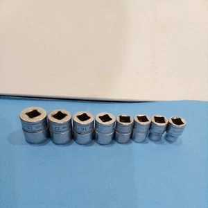 Lot Of 8 Snap-on FSM  Tools 3/8" Drive Metric 6pt Shallow Chrome Sockets U.S.A - Picture 1 of 9