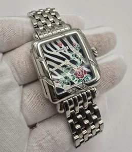 Michele Deco Safari Zebra Diamonds 33 x 35mm Quartz Est Retail $1,645 (Preowned) - Picture 1 of 8