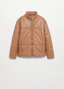 BNWT Mango Women's Quilted leather jacket Size 8 - Picture 1 of 12
