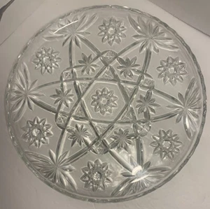 Vintage Pressed Cut Glass 11 Inch Platter Anchor Hocking Antique - Picture 1 of 15