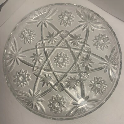 Vintage Pressed Cut Glass 11 Inch Platter Anchor Hocking Antique - Image 1 of 4