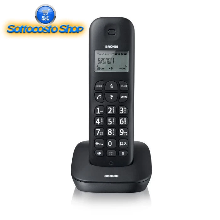 TELEFONO PER ANZIANI SEMPLICE BRONDI CORDLESS WIRELESS SENZA FILI VIVAVOCE - Immagine 1 di 2