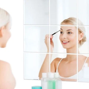 Cuttable Flexible Mirror Sheets Unbreakable Square Wall Mounted Mirror Bedroom - Picture 1 of 24