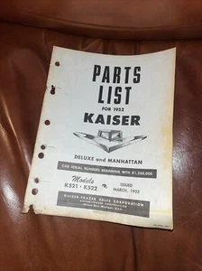 Kaiser Frazer Parts List Manual 1952 Models K521, K522 - Picture 1 of 7