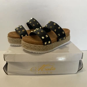 Neu im Karton Abata 6 kultige Riemchensandalen schwarz mit goldenen Nieten NEU - Bild 1 von 5