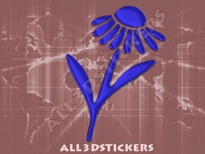 Adesivo Resinato Effetto 3D Margherita - Colore Blu Chiaro 110x80 mm. - Foto 1 di 1