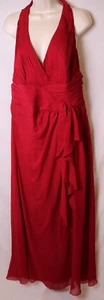 David's Bridal Soft Crinkle Chiffon Halter Draped Cascade Red Dress Size 18 - Picture 1 of 3