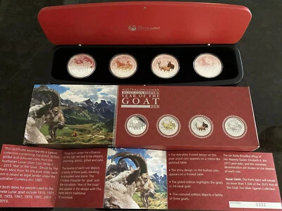 2015 AUSTRALIAN LUNAR SERIES II YEAR OF THE GOAT 4 COIN SILVER SET w/OGP & COA - Image 1 of 3