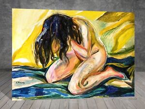 Edvard Munch Kneeling Female Nude CANVAS PAINTING ART PRINT WALL 1223
