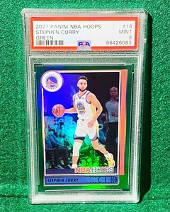 2021-22 Panini Hoops Stephen Curry Green Foil /99 #18 SP PSA MINT 9 - Bild 1 von 2