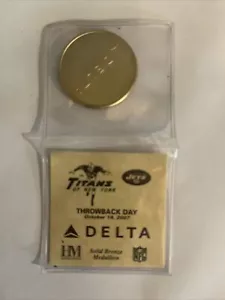 NY Jets Solid Bronze Medallions from October 14, 2007 Throwback Day by DELTA - Picture 1 of 9