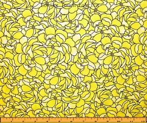 SCHÖNER GELBER BLUMEN PFINGSTROSEN BAUMWOLLSTOFF 1/2 YD (18" X 44") - Bild 1 von 1