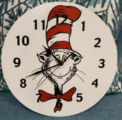 Dr Seuss EL GATO EN EL SOMBRERO 11" Reloj de Pared Redondo Bebé Niños Habitación Trend Lab Foto 1 de 3