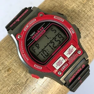 Women’s Vintage Timex Ironman Triathlon Watch Black Gray/Red NEW BATTERY! - Picture 1 of 13